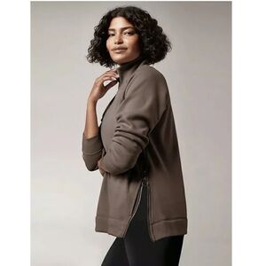 Athleta Cozy Karma Side Zip Sweatshirt Sweater Coffee House Size Small
